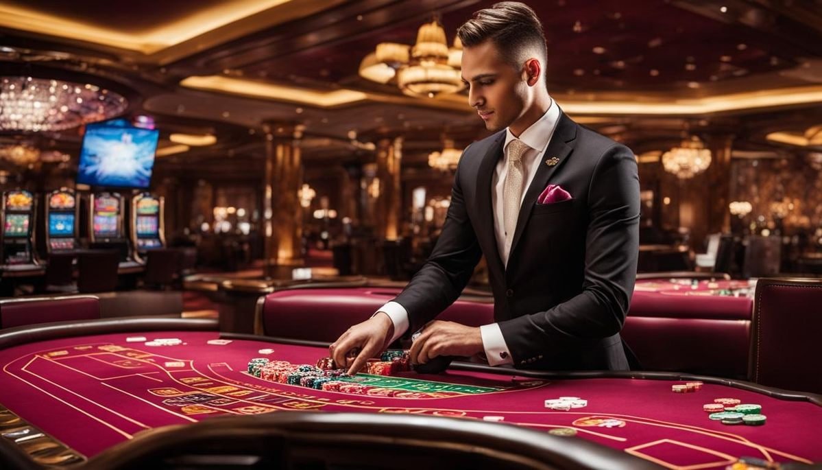 Three Card Poker live dealer interface on cmd368 showing real card shuffle and player seat layout